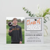 Graduation Party 2025 Open House Foto Orange Einladung (Stehend Vorderseite)