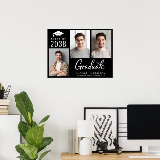 Graduation Party 3 Foto Black Poster (Heimbüro)