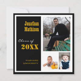Graduation Party 3 Foto schwarze Einladung