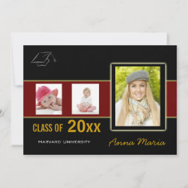 Graduation Party 3 Fotos rote Einladung