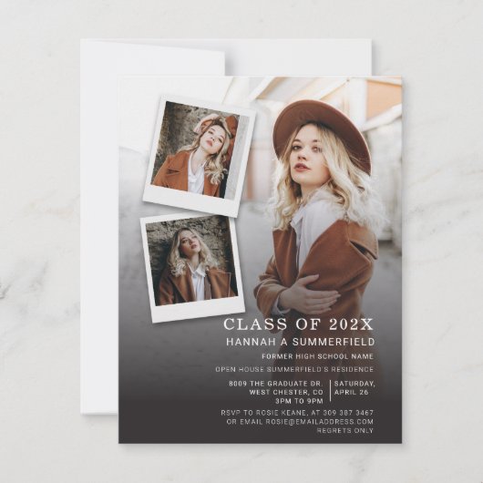 Graduation Party 4 Fotos Open House 2024 Grad Einladung (Vorderseite)