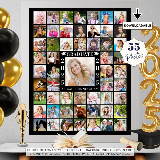 Graduation Party 55 FotoCollage Personalisiert Poster