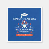 Graduation Party  BBQ Backyard Blue Serviette (Vorderseite)