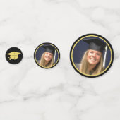 Graduation Party Black and Gold Personalize Foto Konfetti (Vorderseiten)