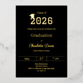 Graduation party black gold class of 2026 luxury folieneinladung (Vorderseite)