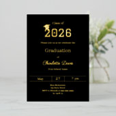 Graduation party black gold class of 2026 luxury folieneinladung (Stehend vorne)