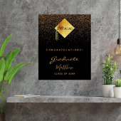 Graduation Party Black Gold Konfetti-Absolvent Poster