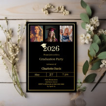 Graduation party black gold photo luxury