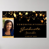 Graduation Party Black Gold Stars Foto 2023 Poster (Vorne)