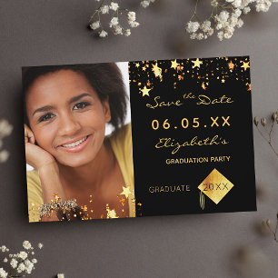Graduation Party Black Gold Stars Foto 2025 Save The Date