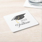 Graduation Party Black Graduation Cap Custom Rechteckiger Pappuntersetzer (angewinkelt)