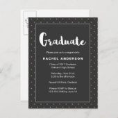 Graduation Party Black mit Imitats Gold Punkte Einladungspostkarte (Vorne/Hinten)