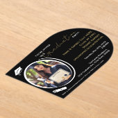 Graduation Party Black, White & Gold, Grad Foto Acryleinladungen (Ablage )
