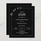 Graduation party black white He did it invitation (Vorne/Hinten)
