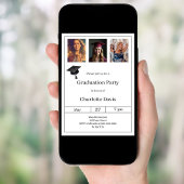 Graduation party black white photo einladung