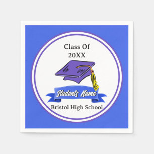 Graduation Party Blue and White School Colors Serviette