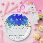 Graduation Party Blue Balloons Gold Confetti White Pappteller (Party)