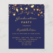 Graduation Party Blue Gold Stars Einladung 2025 (Vorderseite)
