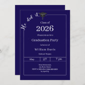 Graduation party blue white He did it Einladung (Vorne/Hinten)