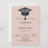 Graduation party blush pink class of 2026 einladung (Vorderseite)