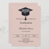 Graduation party blush pink class of 2026 einladung (Vorne/Hinten)