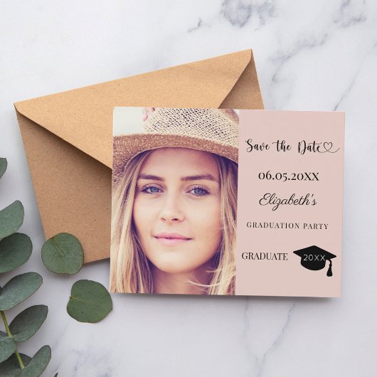 Graduation Party blush pink neutral Save the Date Flyer