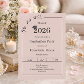 Graduation party blush pink neutral She did it Einladung