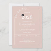 Graduation party blush pink neutral She did it Einladung (Vorderseite)