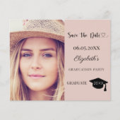 Graduation Party blush pink Save the Date card (Vorderseite)
