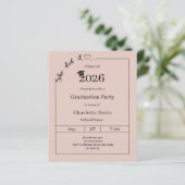Graduation party blush pink She did it invitation (Stehend Vorderseite)