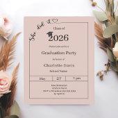 Graduation party blush pink She did it invitation