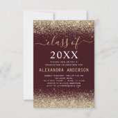 Graduation Party Burgundy Gold Class of 2022 Einladung (Vorderseite)