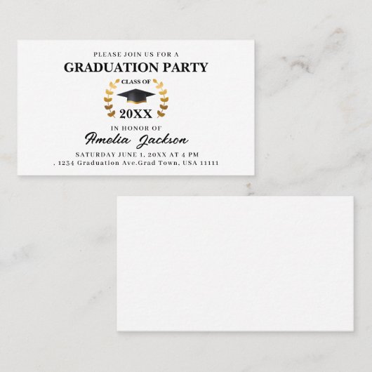 Graduation Party Class of 2023 Insert Card Telefonnummerkarte (Vorne/Hinten)