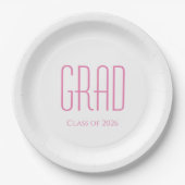 Graduation Party Class of 2025 Pink Typografy Pappteller (Vorderseite)