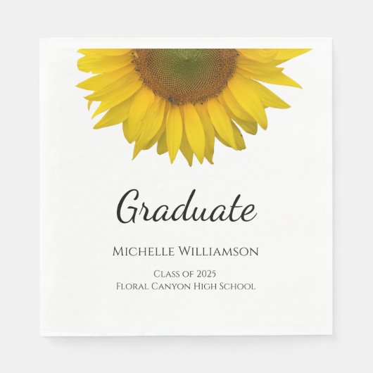Graduation Party Class of Yellow Sunflower 2025 Serviette (Vorderseite)