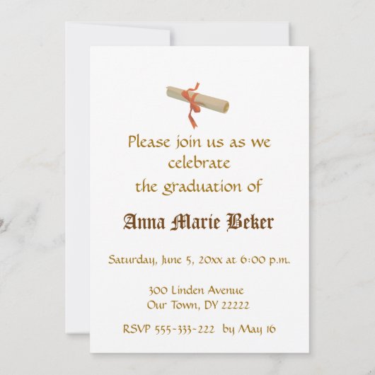 Graduation Party! Einladung (Rückseite)