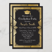 Graduation Party Einladung Art Deco Gatsby Gold 19 (Vorne/Hinten)