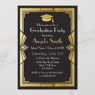 Graduation Party Einladung Art Deco Gatsby Gold 19
