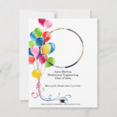GRADUATION Party Einladung mit farbenfrohen Ballon (Rückseite)