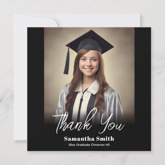 Graduation Party Flat Thank You Card Dankeskarte (Vorderseite)