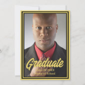 Graduation Party Foto Black and Gold Mortarboard Einladung (Rückseite)