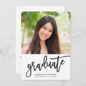 GRADUATION PARTY Foto, einfach kalligraphisch, sch Dankeskarte (Vorne/Hinten)