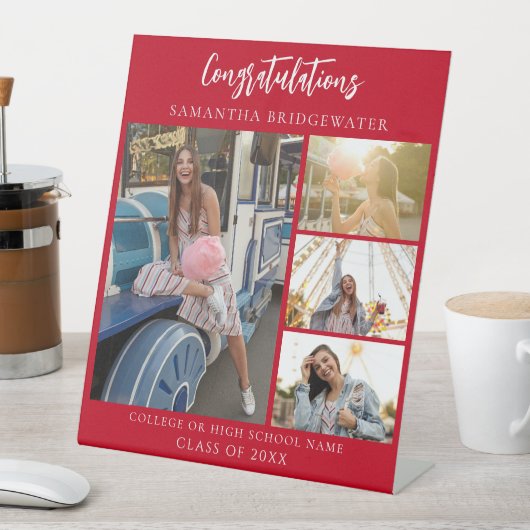 Graduation Party Fotos Red Graduate 2025 Sockelschild (In Situ)