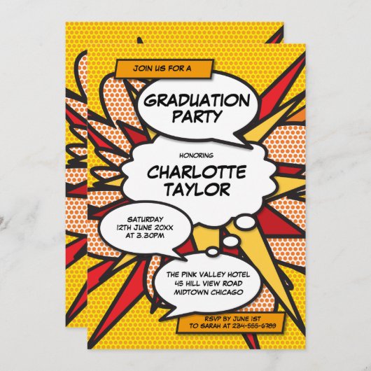 Graduation Party Fun Modern Class of 2022 Einladung (Vorne/Hinten)