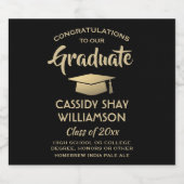 Graduation Party Glückwunschs Schwarz und Gold Ele Bierflaschenetikett (Einzelnes Label)