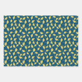 Graduation Party Gold Caps auf Blue Gift Wrap Geschenkpapier Set (Vorderseite)