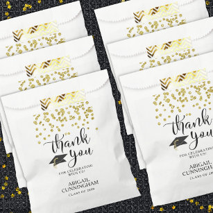 Graduation Party Gold Confetti Script DANK Geschenktütchen