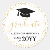 Graduation Party Gold Glitzer Confetti Runder Aufkleber (Vorderseite)