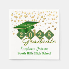 Graduation Party Green & Gold 20XX Serviette