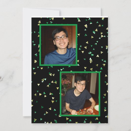 GRADUATION Party-GREEN & GOLD-2 FOTO Einladung (Rückseite)